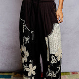Black + Crochet Patch Joggers