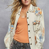 Natural Floral Splatter Shacket
