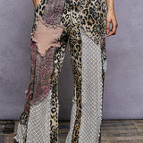Leo + Purple Lace Mix Print Flare Pant