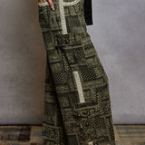Black + Olive Paisley Patchwork Cargo Pant