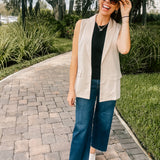 Cream Woven Blazer Vest