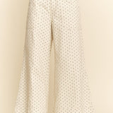 Cream + Navy Polka Dot Wide Leg Pant