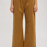 Khaki Microsuede Wide Leg Pant