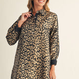 Black + Gold Metallic Leo Button Down Dress