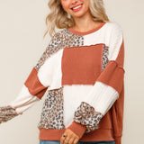 Rust + Leo Cable Knit Patchwork Pullover
