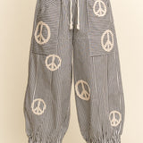 Black Peace Pinstripe Palazzo Pant