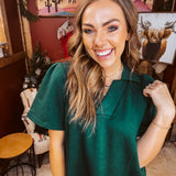 Forest Collared Textured Dress