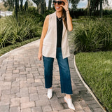 Cream Woven Blazer Vest