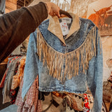 Denim + Suede Fringe Jacket