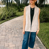 Cream Woven Blazer Vest