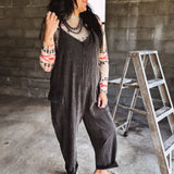 Washed Black Side Pocket Adjustable Strap Jumpsuit