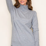 Turtleneck Long Sleeve Button Cuff Detail Sweater