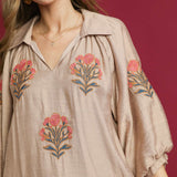 Latte Flutter Hem Floral Print Dress