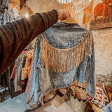 Denim + Suede Fringe Jacket