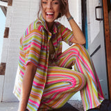 Apple Green Multi Stripe Crochet Pant