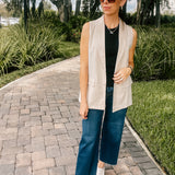 Cream Woven Blazer Vest