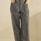 Ash Pinstripe Wide Leg Utility Pant