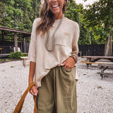 Linen Like Fray Hem Pocket Pant