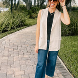 Cream Woven Blazer Vest