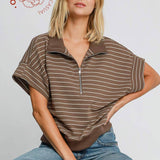 Striped 1/4 Zip On the Go Pullover