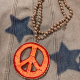 Orange Crush XL Peace Stamped Necklace