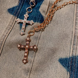 Cufflink Cross Rhinestone Necklace