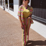 Apple Green Multi Stripe Crochet Pant