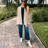 Cream Woven Blazer Vest