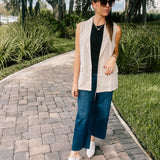 Cream Woven Blazer Vest