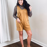 Washed Mocha Romper with Adjustable Buckle Strap