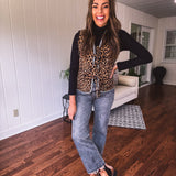 Latte Printed Tie Front Vest