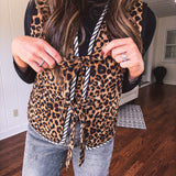 Latte Printed Tie Front Vest