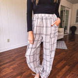 Mushroom Plaid Mineral Wash Pant