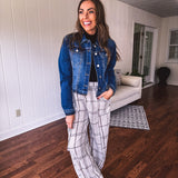 Mushroom Plaid Mineral Wash Pant