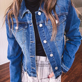 Dark Released Hem Denim Jacket