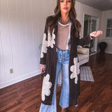Zaya Washed Black Double Gauze Crochet Duster