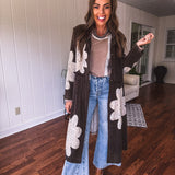 Zaya Washed Black Double Gauze Crochet Duster
