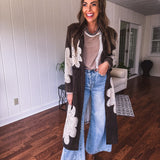 Zaya Washed Black Double Gauze Crochet Duster