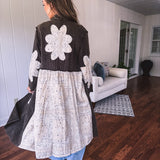 Zaya Washed Black Double Gauze Crochet Duster