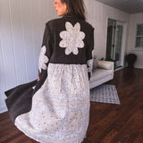 Zaya Washed Black Double Gauze Crochet Duster