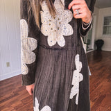 Zaya Washed Black Double Gauze Crochet Duster