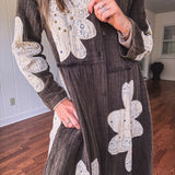 Zaya Washed Black Double Gauze Crochet Duster