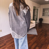 Charcoal Lined in Lace Boho Jacket