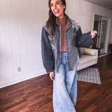 Charcoal Lined in Lace Boho Jacket