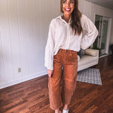 Natural Intricate Crochet Button Front Top