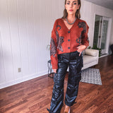 Black Faux Leather Cargo Pant