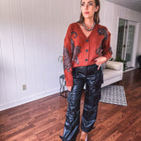 Black Faux Leather Cargo Pant