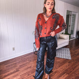 Black Faux Leather Cargo Pant