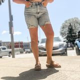 Light Wash HW Mineral Wash BF Shorts
