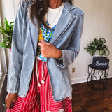 Light Denim Open Front Blazer